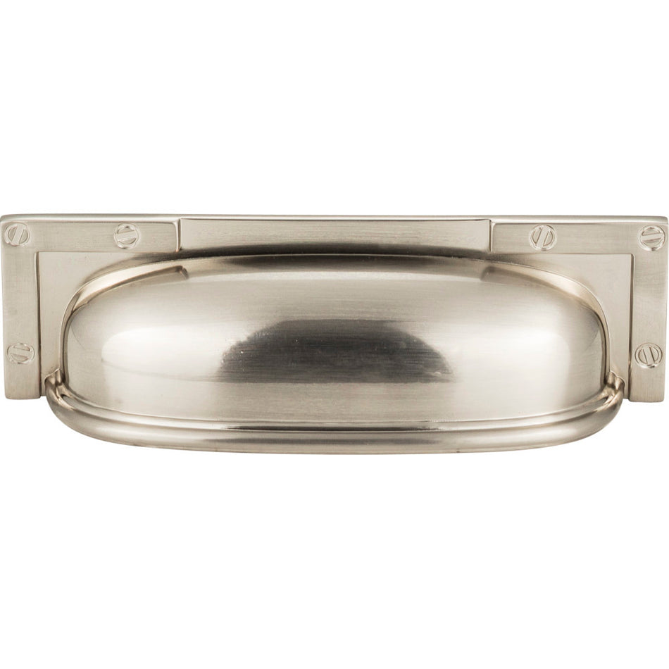 Atlas 382-BRN: 3-3/4" cc Campaign L-Bracket Cup Cabinet Pull - Brushed Nickel