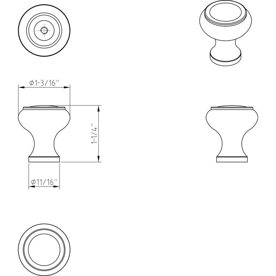 Elements 3898BNBDL: 1-3/16" Westbury Round Cabinet Knob - Brushed Pewter