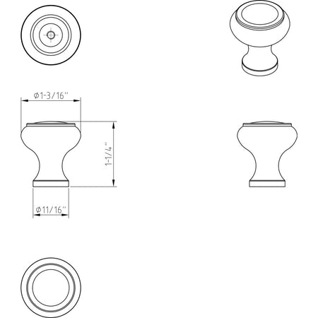 Elements 3898DBAC: 1-3/16" Westbury Round Cabinet Knob - Brushed Oil Rubbed Bronze