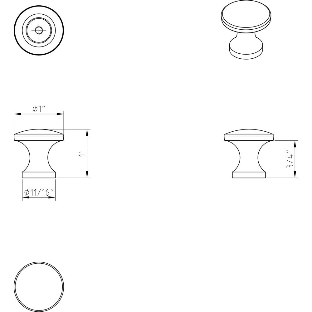 Elements 3915-DACM: 1" Slade Round Cabinet Knob - Gun Metal