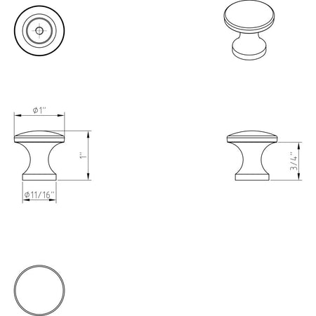 Elements 3915-PC: 1" Slade Round Cabinet Knob - Polished Chrome