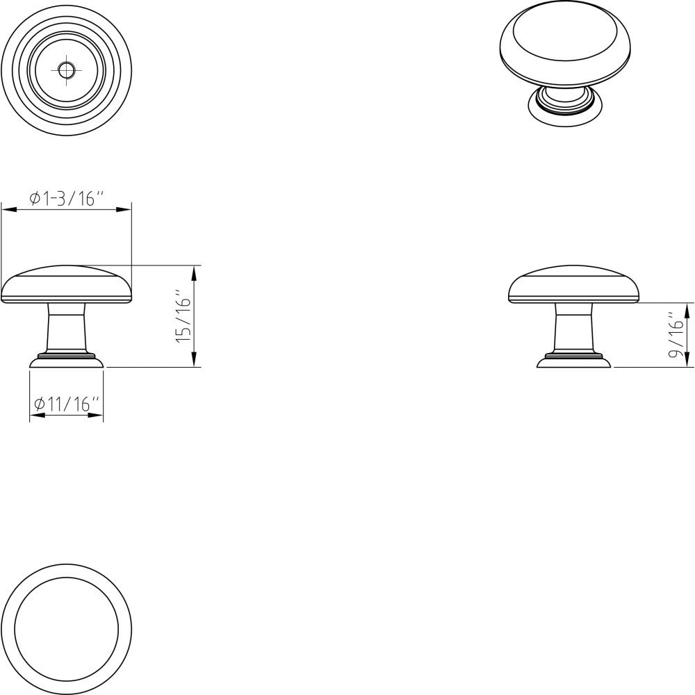 Elements 3950-PC: 1-3/16" Gatsby Round Cabinet Knob - Polished Chrome