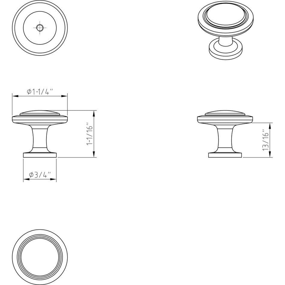 Elements 3960-PC: 1-1/4" Gatsby Round Cabinet Knob - Polished Chrome