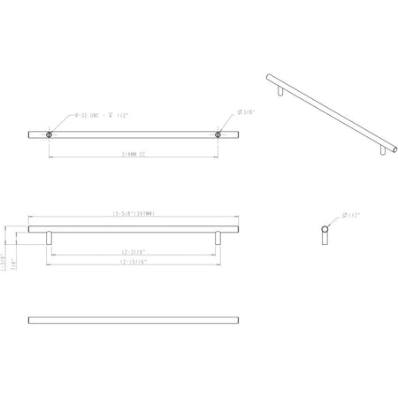 Elements 397SS: 319 mm cc Naples Round Bar Cabinet Pull - Stainless Steel