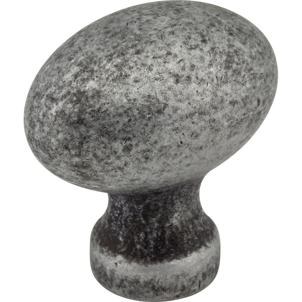 Jeffrey Alexander 3990-SIM: 1-3/16" Bordeaux Egg Cabinet Knob - Distressed Antique Silver