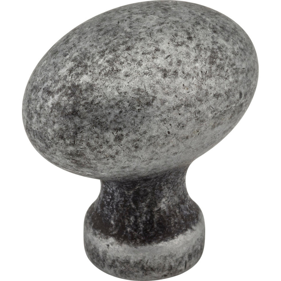 Jeffrey Alexander 3990-SIM: 1-3/16" Bordeaux Egg Cabinet Knob - Distressed Antique Silver