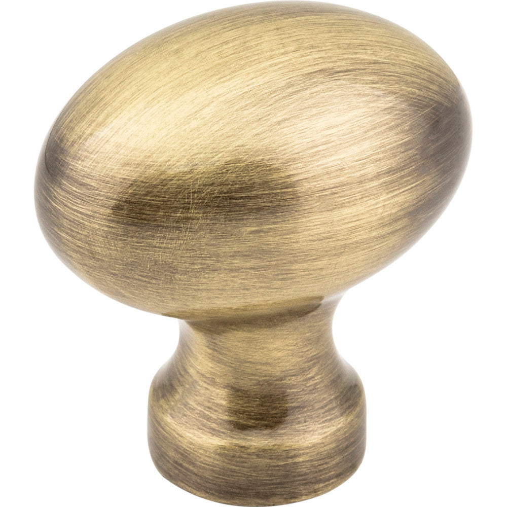 Jeffrey Alexander 3990AB: 1-3/16" Bordeaux Egg Cabinet Knob - Brushed Antique Brass