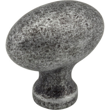 Jeffrey Alexander 3991SIM: 1-9/16" Lyon Egg Cabinet Knob - Distressed Antique Silver