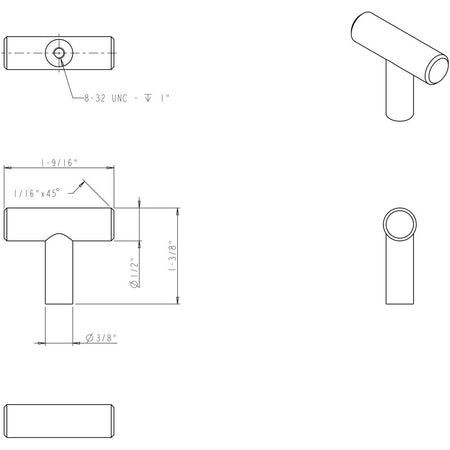 Elements 40MB: 1-9/16" Naples T-Bar Cabinet Knob - Matte Black