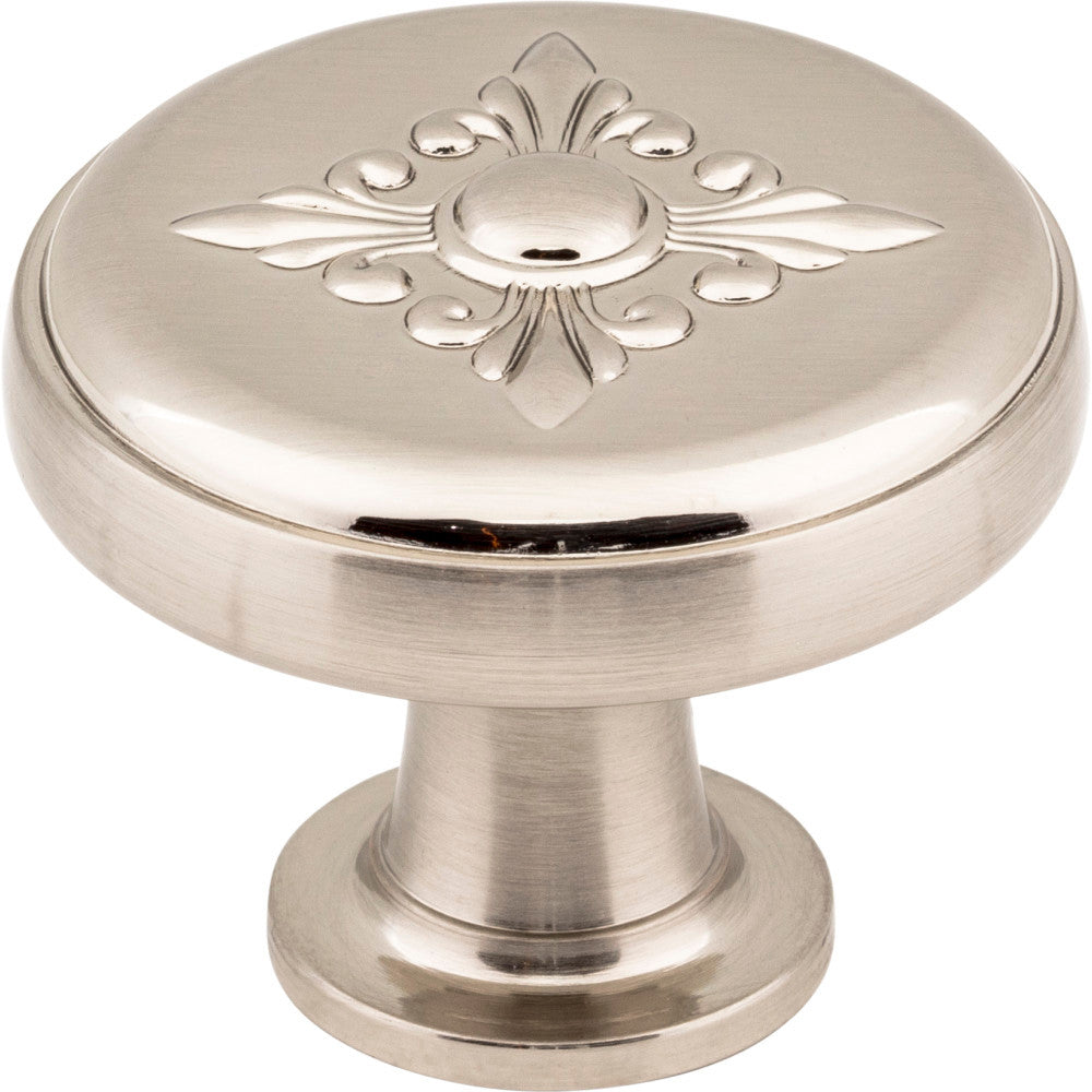 Jeffrey Alexander 417SN: 1-3/8" Lafayette Round Cabinet Knob - Satin Nickel