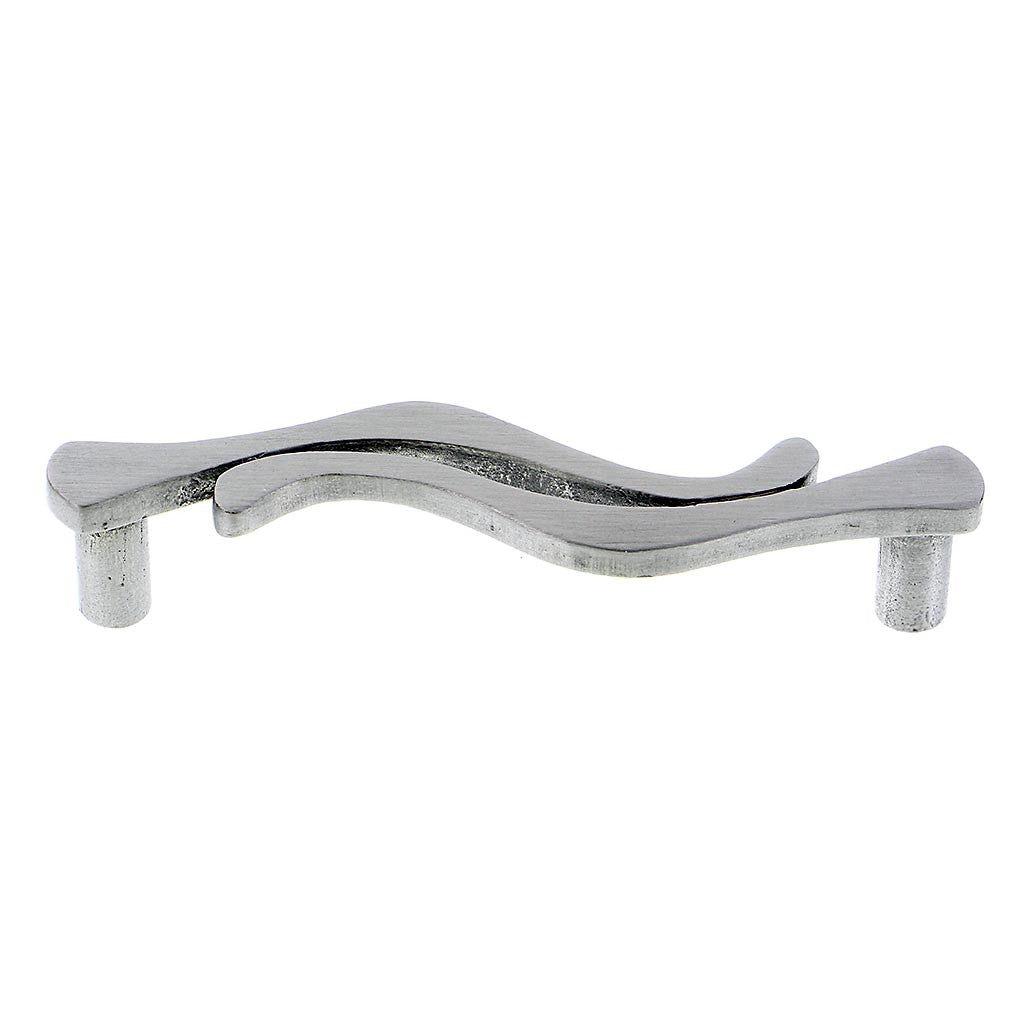 Hawk Hill 428SP: 4-3/8" cc Curves Cabinet Pull - Satin Pewter
