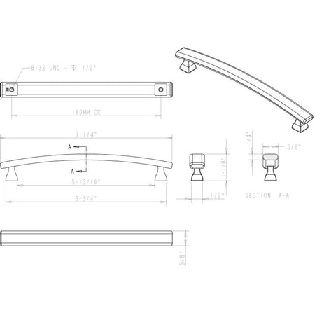 Elements 449-160SBZ: 160 mm cc Hadly Arch Bar Cabinet Pull - Satin Bronze