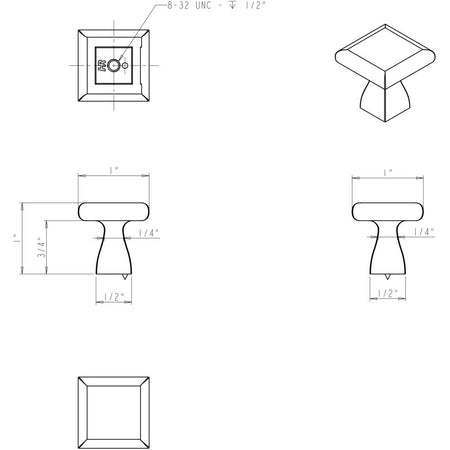 Elements 449PC: 1" Hadly Square Cabinet Knob - Polished Chrome