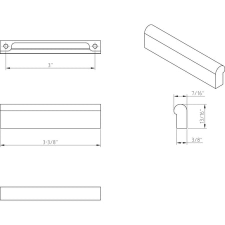 Elements 4656SN: 3" cc Capri Squared Cabinet Pull - Satin Nickel