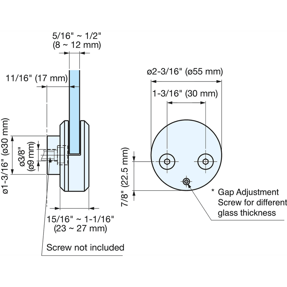Sugatsune 4860ZN5: 55mm Glass Clamp - Polished Chrome