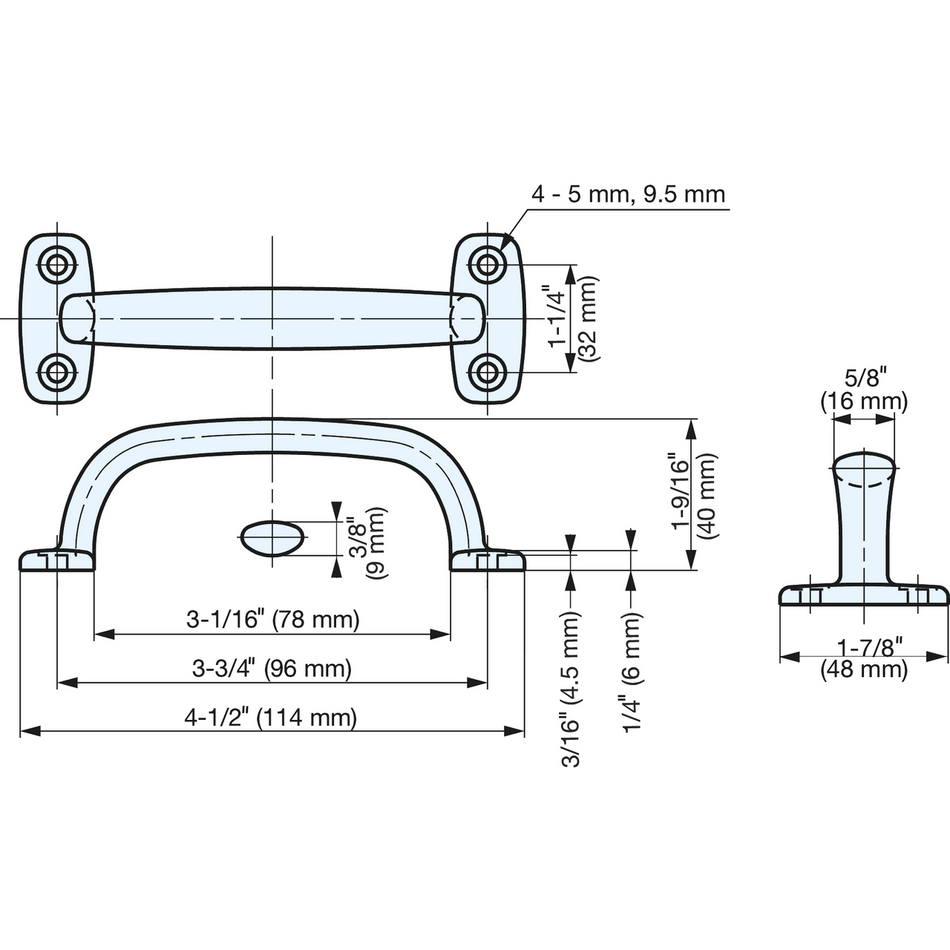 Sugatsune 4LC-114: 96mm cc Transom Cabinet Handle -Mirror Stainless Steel