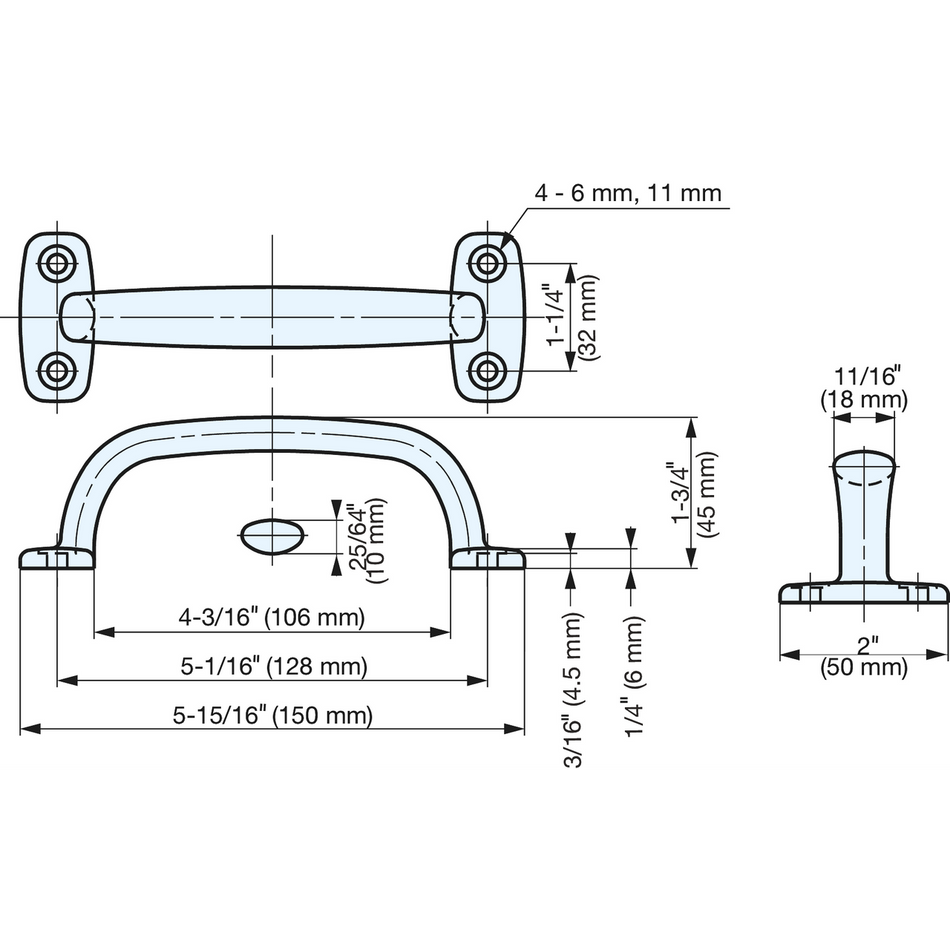 Sugatsune 4LC-150: 128mm cc Transom Cabinet Handle -Mirror Stainless Steel