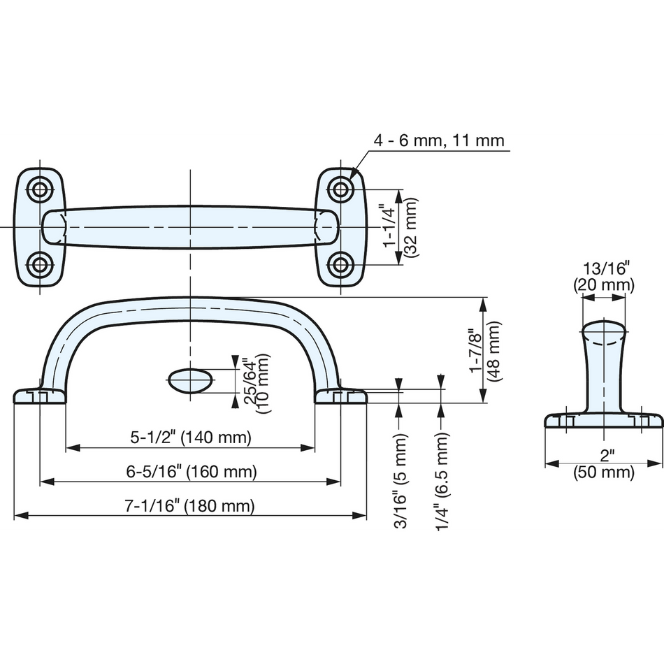 Sugatsune 4LC-180: 160mm cc Transom Cabinet Handle - Mirror Stainless Steel