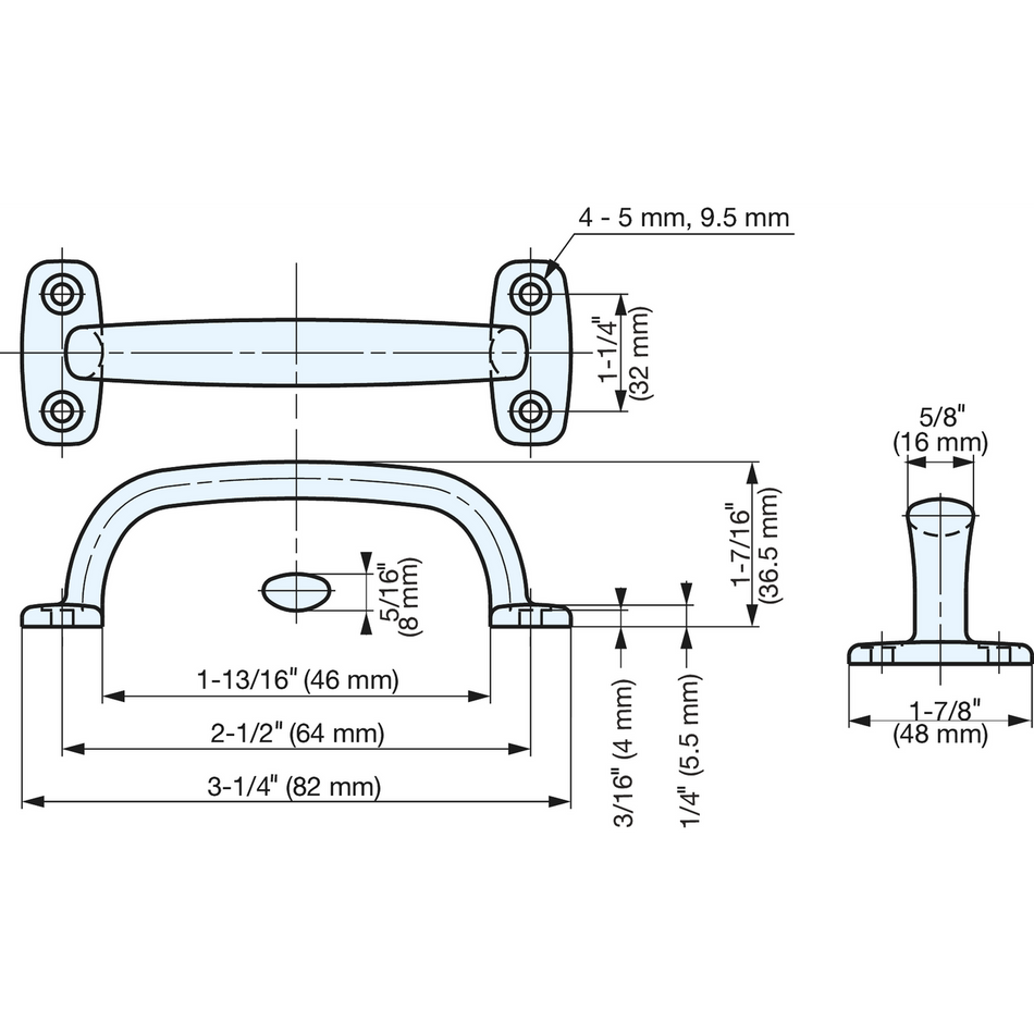 Sugatsune 4LC-82: 64mm cc Transom Cabinet Handle - Mirror Stainless Steel