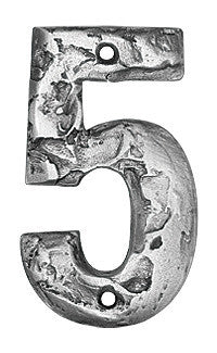 Hawk Hill RN5SP: 4-3/4" Rustic Numeral 5 - Satin Pewter