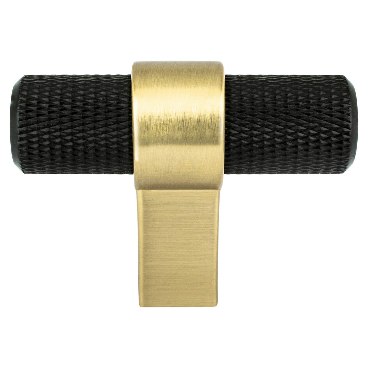 Berenson 5054-455MDB: 2" Radial Reign T-Bar Cabinet Knob - Matte Black/Modern Brushed Gold