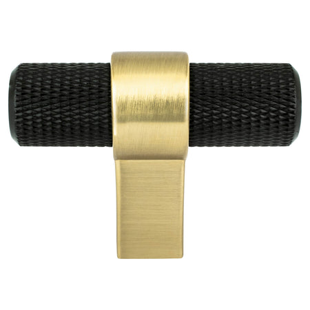 Berenson 5054-455MDB: 2" Radial Reign T-Bar Cabinet Knob - Matte Black/Modern Brushed Gold