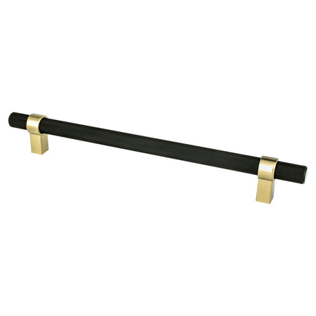 Berenson 5058-455MDB: 224mm cc Radial Reign Cabinet Pull - Matte Black/Modern Brushed Gold