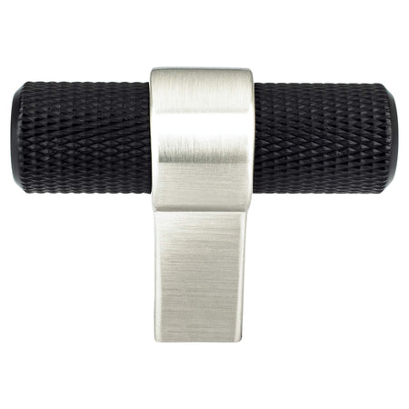 Berenson 5060-455BPN: 2" Radial Reign T-Bar Cabinet Knob - Matte Black/Brushed Nickel