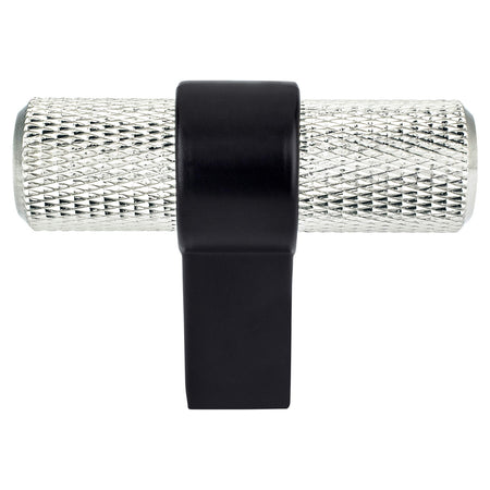Berenson 5066-4BPN55: 2" Radial Reign T-Bar Cabinet Knob - Brushed Nicke/Matte Black