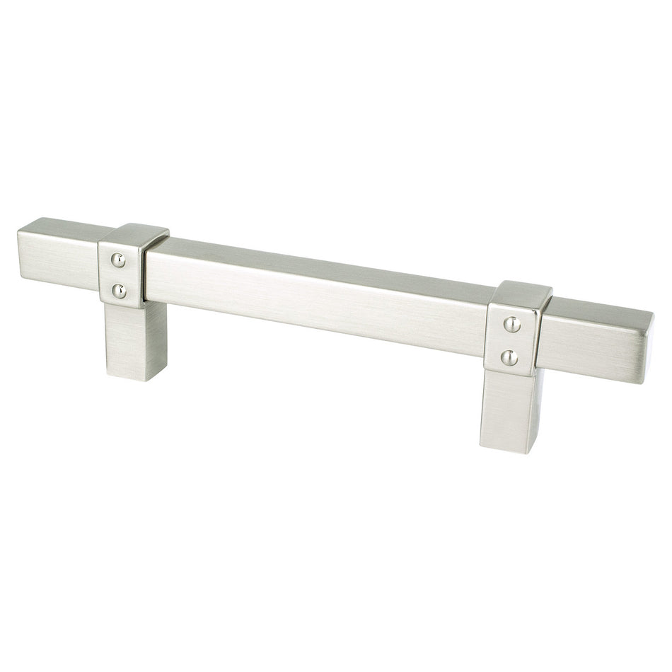 Berenson 5079-4BPN: 96mm cc Rivet Rebel Cabinet Pull - Brushed Nickel