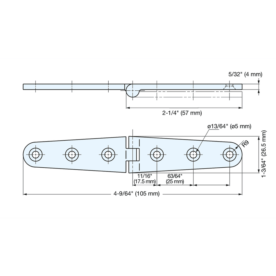 Sugatsune 50704: 105mm Butt Hinge - Mirror Stainless Steel