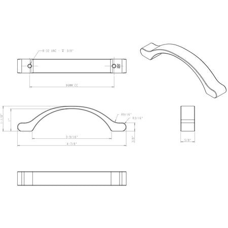 Elements 511-96PC: 96 mm cc Seaver Arch Cabinet Pull - Polished Chrome