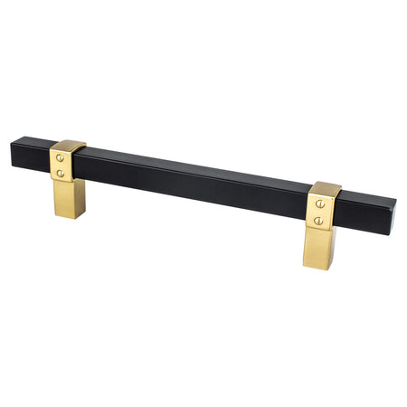 Berenson 5110-455MDB: 128mm cc Rivet Rebel Cabinet Pull - Matte Black/Modern Brushed Gold