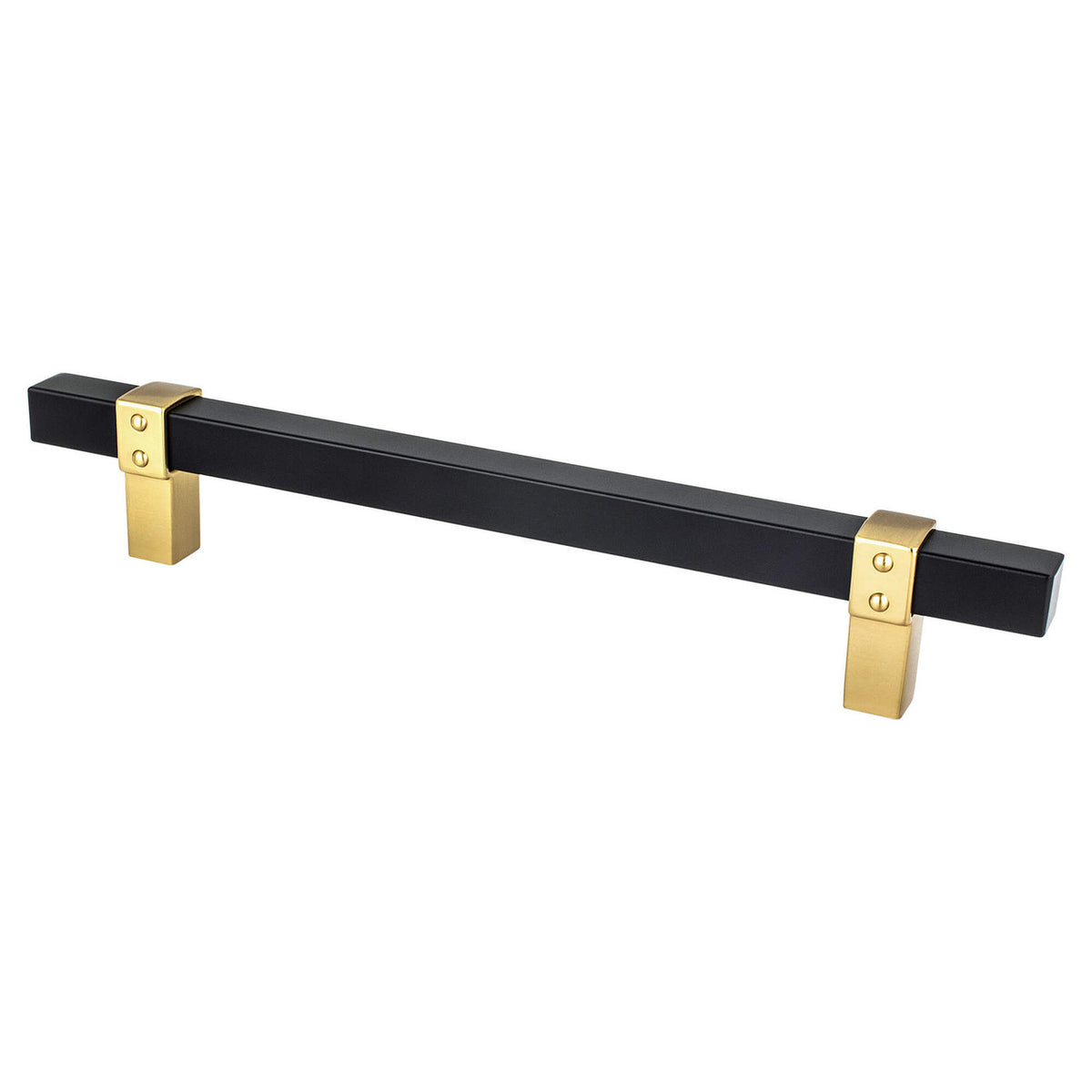Berenson 5111-455MDB: 160mm cc Rivet Rebel Cabinet Pull - Matte Black/Modern Brushed Gold