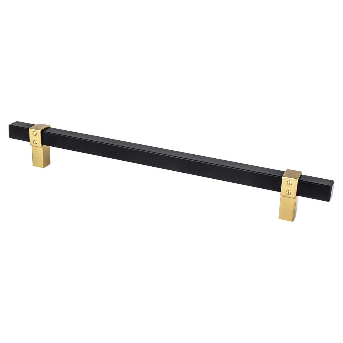 Berenson 5112-455MDB: 224mm cc Rivet Rebel Cabinet Pull - Matte Black/Modern Brushed Gold