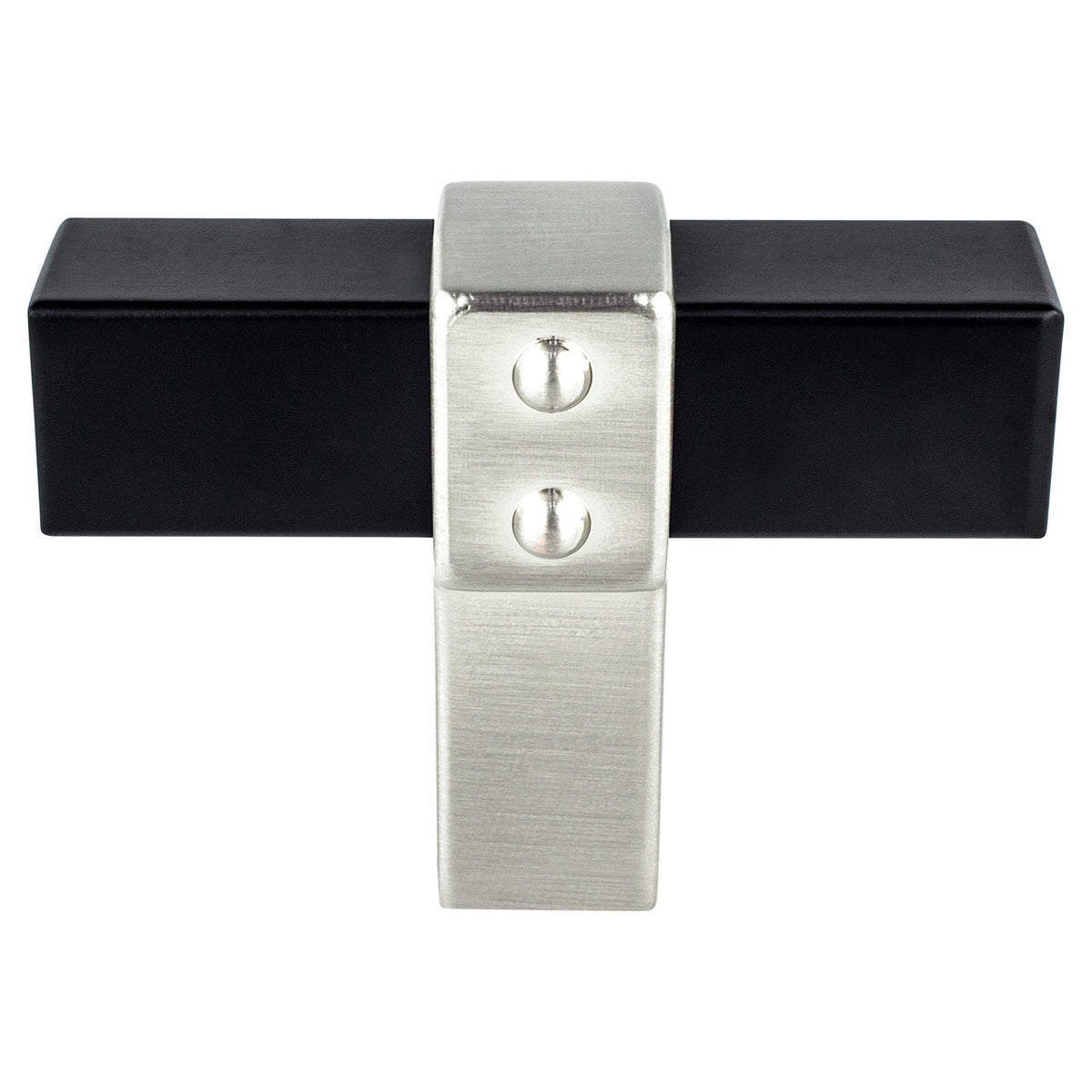 Berenson 5114-455BPN: 2" Rivet Rebel T-Bar Cabinet Knob - Matte Black/Brushed Nickel