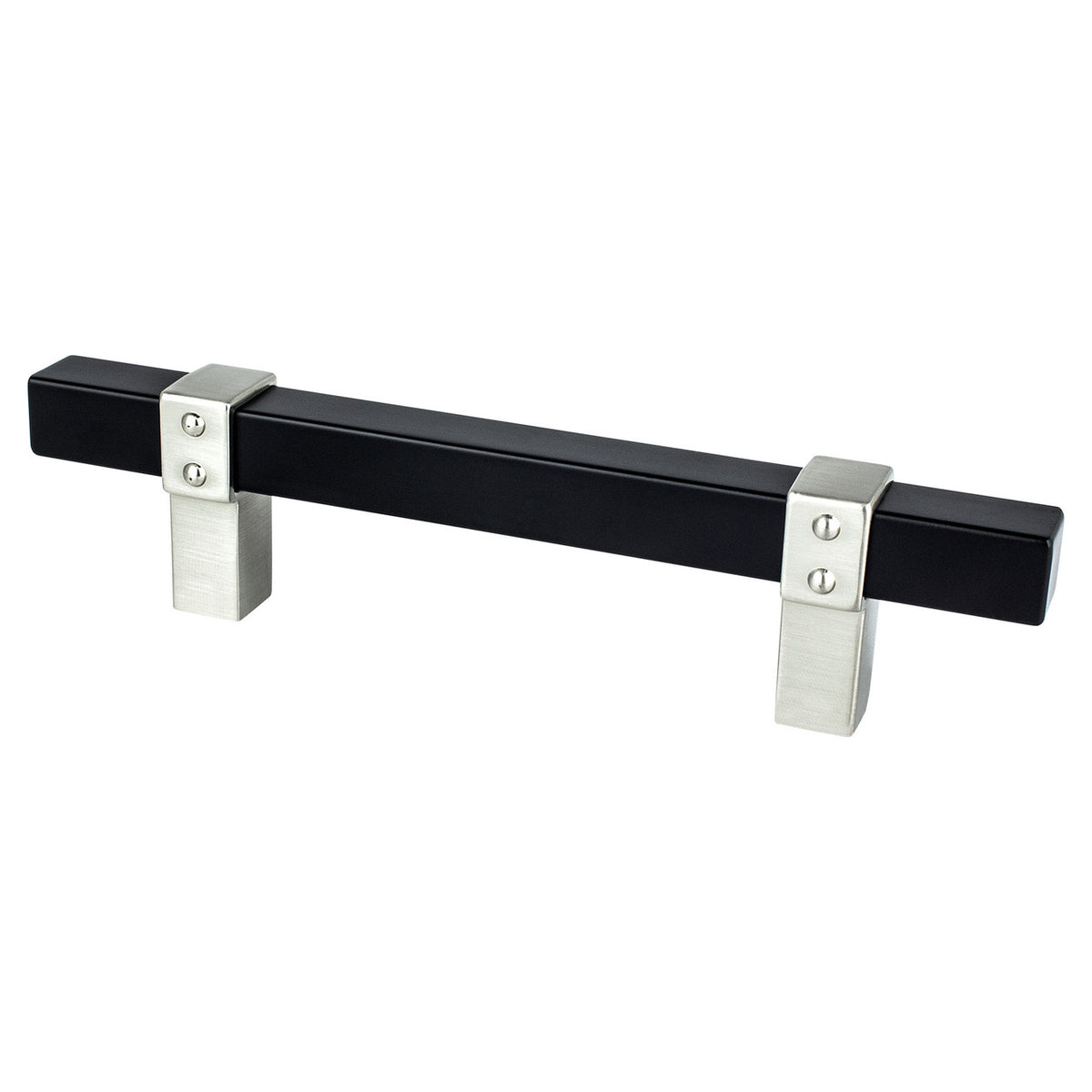 Berenson 5115-455BPN: 96mm cc Rivet Rebel Cabinet Pull - Matte Black/Brushed Nickel