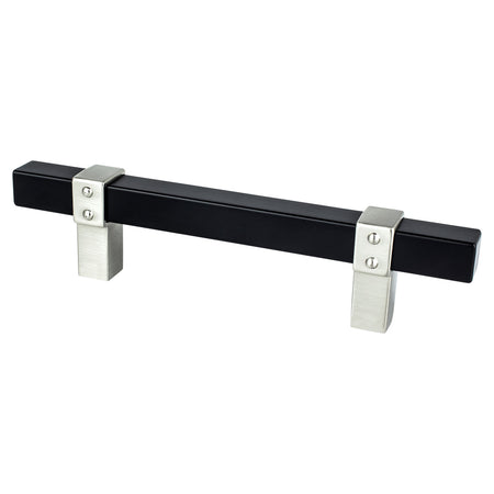 Berenson 5115-455BPN: 96mm cc Rivet Rebel Cabinet Pull - Matte Black/Brushed Nickel