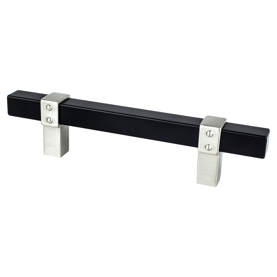Berenson 5115-455BPN: 96mm cc Rivet Rebel Cabinet Pull - Matte Black/Brushed Nickel