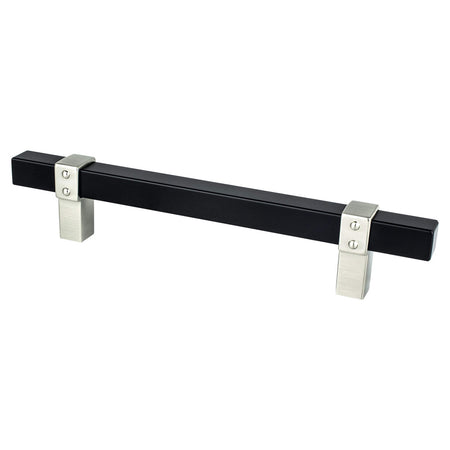 Berenson 5116-455BPN: 128mm cc Rivet Rebel Cabinet Pull - Matte Black/Brushed Nickel