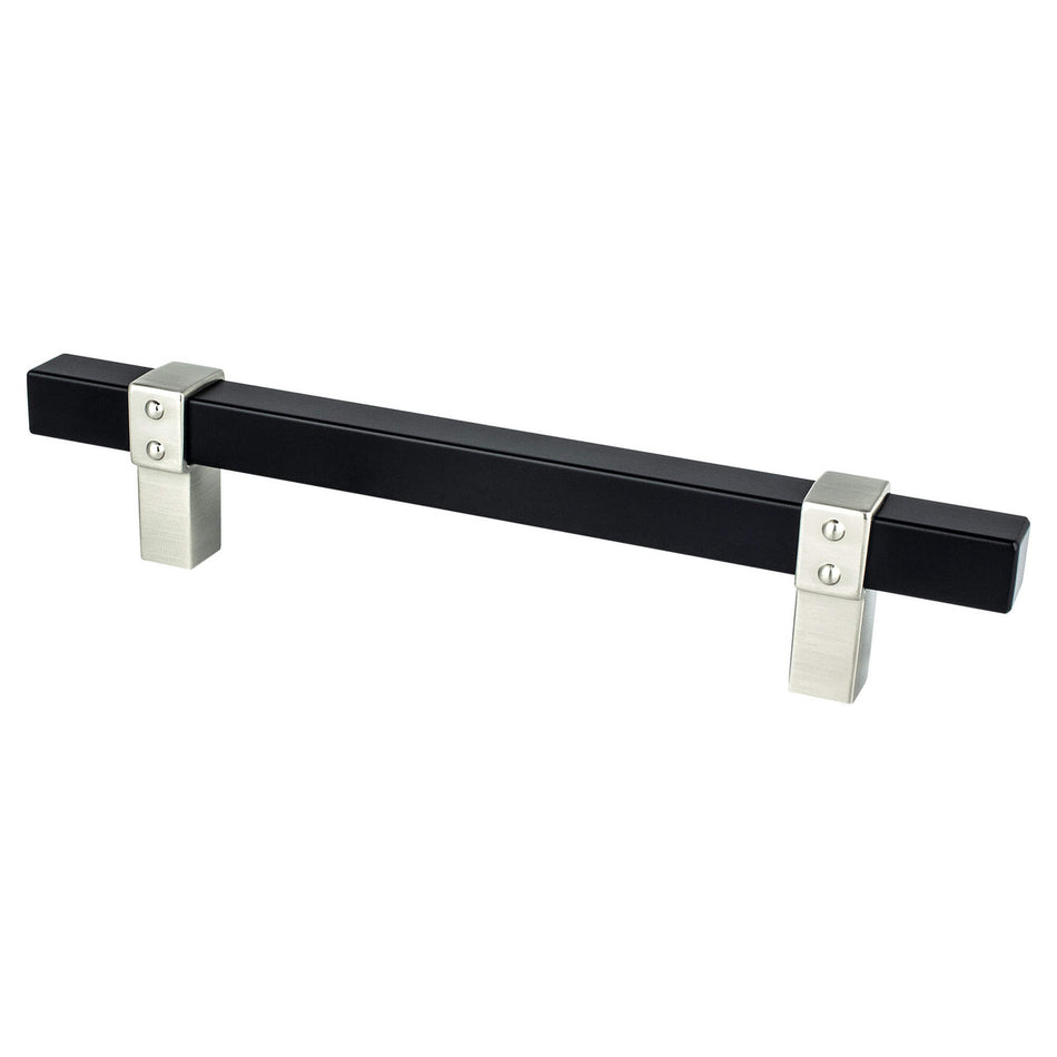 Berenson 5116-455BPN: 128mm cc Rivet Rebel Cabinet Pull - Matte Black/Brushed Nickel