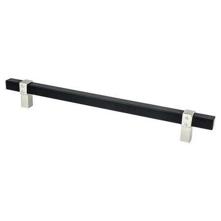 Berenson 5118-455BPN: 224mm cc Rivet Rebel Cabinet Pull - Matte Black/Brushed Nickel