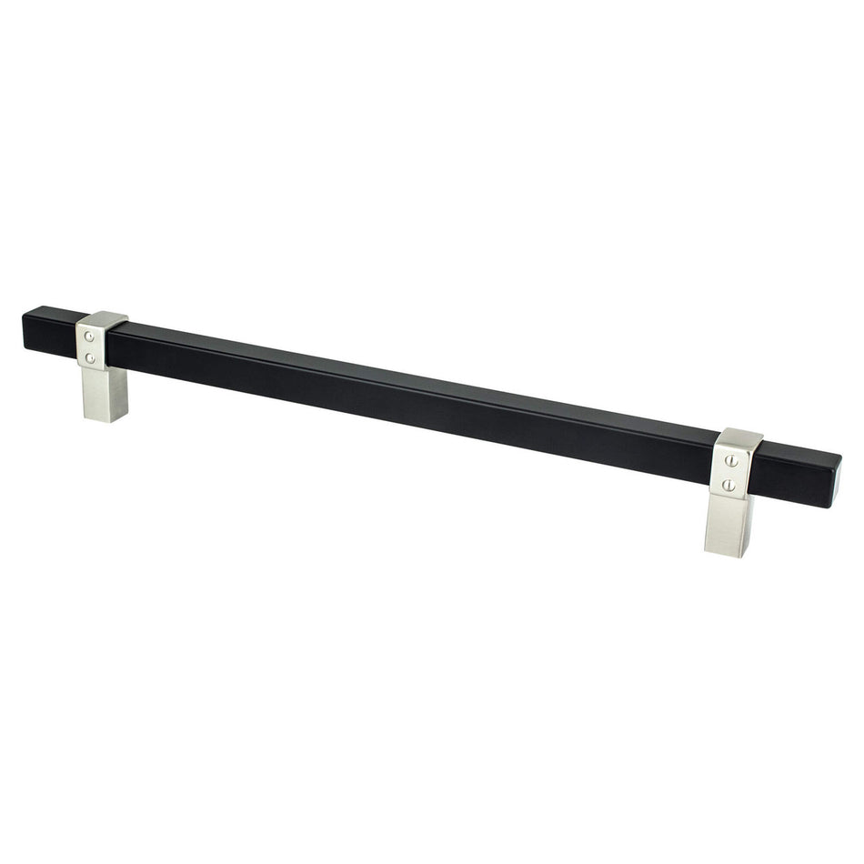 Berenson 5118-455BPN: 224mm cc Rivet Rebel Cabinet Pull - Matte Black/Brushed Nickel