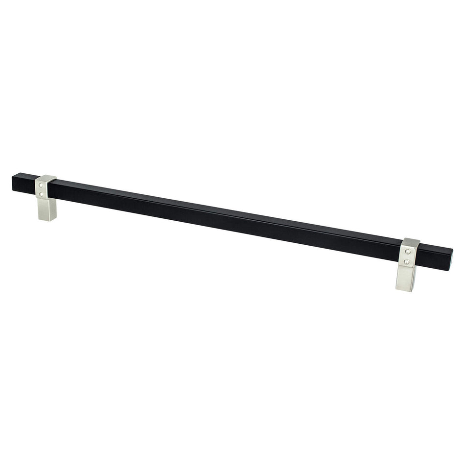 Berenson 5119-455BPN: 12" cc Rivet Rebel Appliance Pull - Matte Black/Brushed Nickel