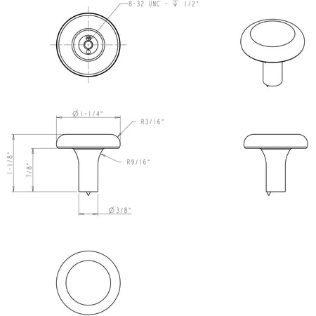 Elements 511BNBDL: 1-1/4" Seaver Round Cabinet Knob - Brushed Pewter