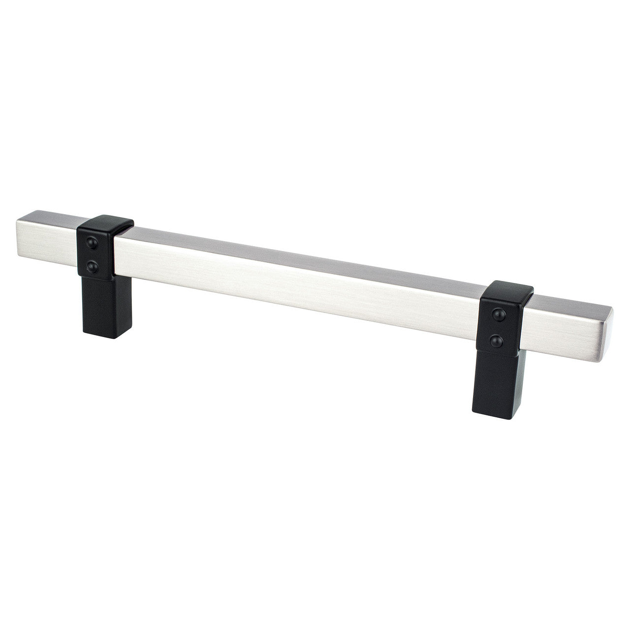 Berenson 5122-4BPN55: 128mm cc Rivet Rebel Cabinet Pull - Brushed Nicke/Matte Black