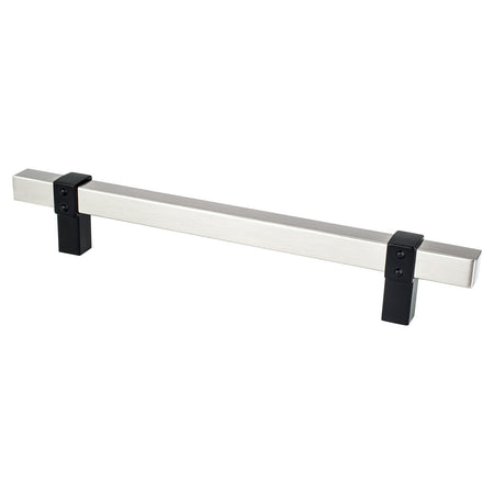 Berenson 5123-4BPN55: 160mm cc Rivet Rebel Cabinet Pull - Brushed Nicke/Matte Black