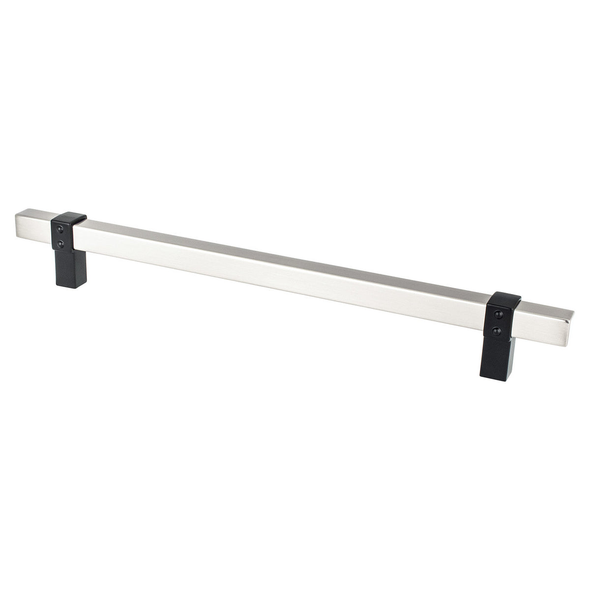 Berenson 5124-4BPN55: 224mm cc Rivet Rebel Cabinet Pull - Brushed Nicke/Matte Black