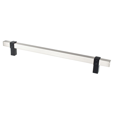Berenson 5124-4BPN55: 224mm cc Rivet Rebel Cabinet Pull - Brushed Nicke/Matte Black