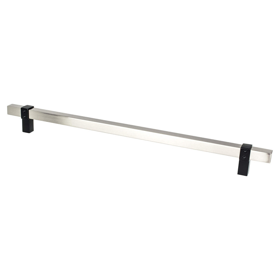 Berenson 5125-4BPN55: 12" cc Rivet Rebel Appliance Pull - Brushed Nicke/Matte Black